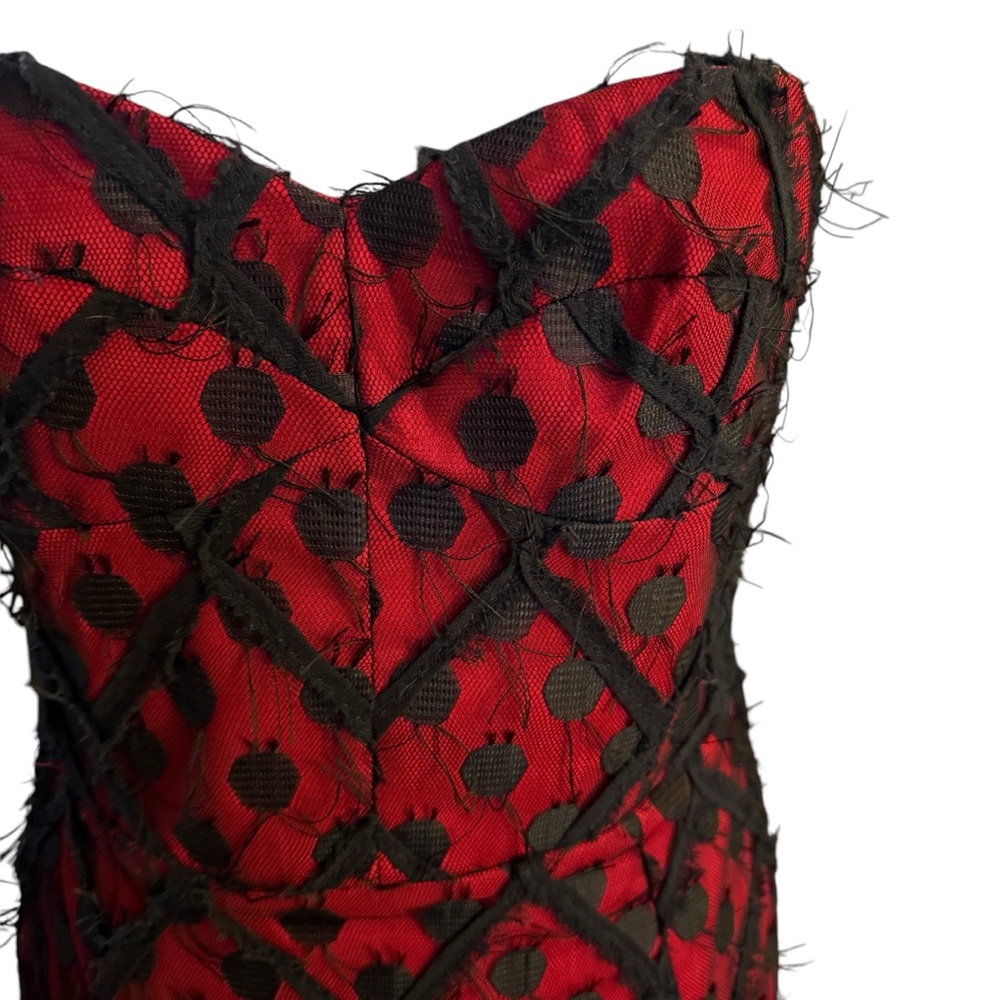 Milly Alix Black and‎ Red Midi Dress Size 12 - Picture 3 of 9